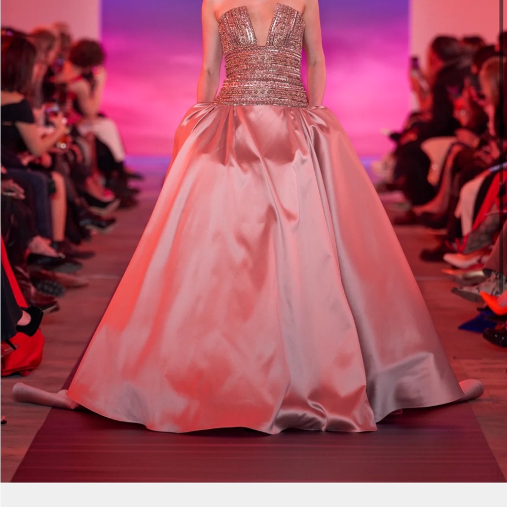 Pamella Roland Pink Strapless Gown